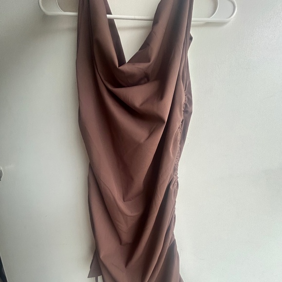 Brown Asymmetrical ruched dress plus size fashion nova - Picture 1 of 4
